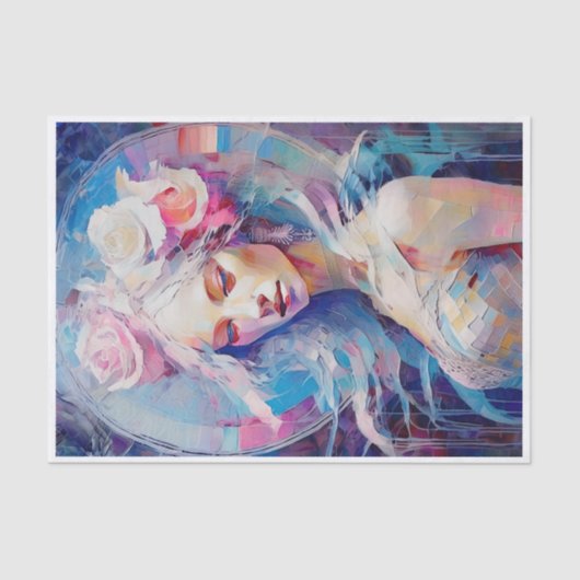 Soul eines Engels, Pastellpapiertafel, Dekoupage Seidenpapier (Vorderseite)