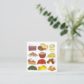 Soul Food Geschirr Restaurant Caterer Koch Feinsch Quadratische Visitenkarte (Stehend Vorderseite)