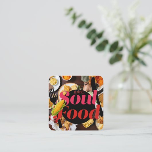 Soul Food Restaurant Visitenkarte (Stehend Vorderseite)