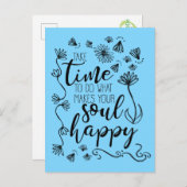 'Soul Happy' passen die Hintergrundfarbe Postkarte (Vorne/Hinten)
