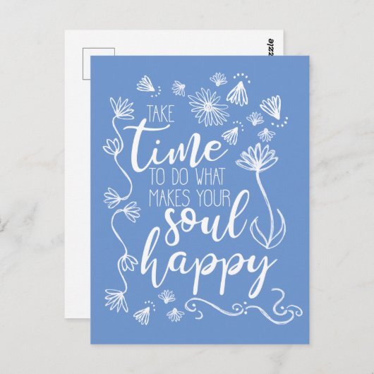 'Soul Happy' passen die Hintergrundfarbe Postkarte (Vorne/Hinten)