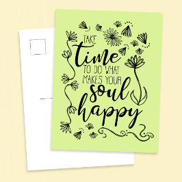 'Soul Happy' passen die Hintergrundfarbe Postkarte