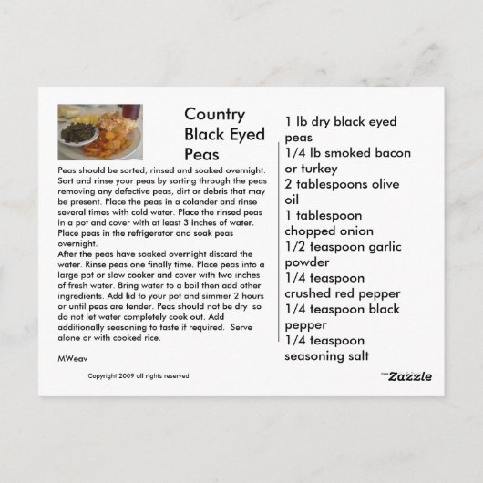 Soul im Südstil Postkarte (Rückseite)