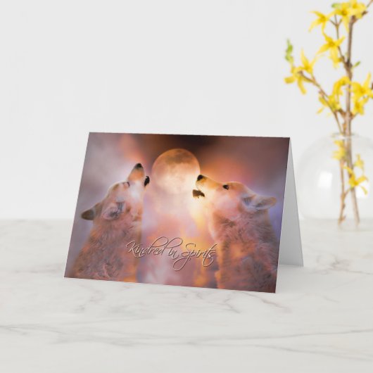 Soul Mate with Wolves Happy Valentine's Day Card Karte (Gelbe Blume)