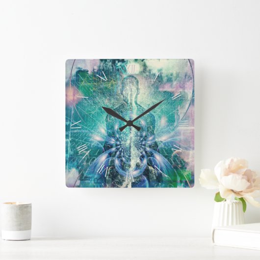 Soul oder Aura und Binärkode Quadratische Wanduhr (Zuhause)