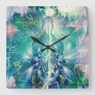 Soul oder Aura und Binärkode Quadratische Wanduhr