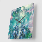 Soul oder Aura und Binärkode Quadratische Wanduhr (Winkel)