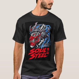 Soul Of Steel Cyber Samurai Tiger Grafik Herren T- T-Shirt