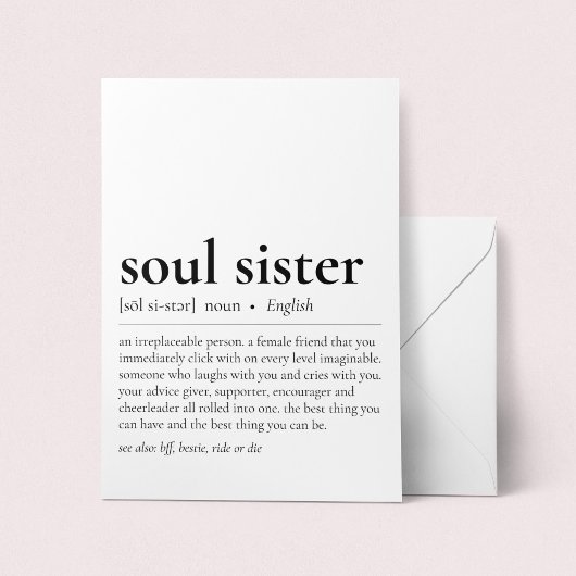 Soul Sister Definition Wörterbuch Begrüßung Karte