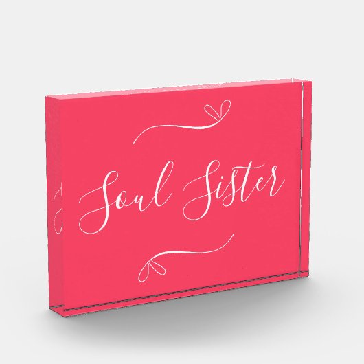 Soul Sister Hot Pink Minimal Moderner Foto Block (Links)