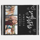 Soul Sisters Foto Collage Schwarz und Weiß Fleecedecke (Vorderseite (Horizontal))