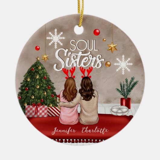 Soul Sisters Personalisiert Beste Freunde Weihnach Keramik Ornament (Vorne)