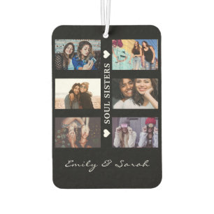Soul Sisters Script Custom 6 Foto Collage & Name Autolufterfrischer