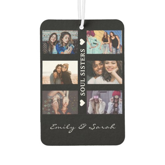 Soul Sisters Script Custom 6 Foto Collage & Name Autolufterfrischer (Rückseite)