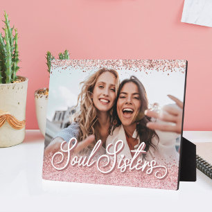 Soul Sisters Script Pink Glitzer Best Friend Foto Fotoplatte