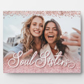 Soul Sisters Script Pink Glitzer Best Friend Foto Fotoplatte (Vorderseite)