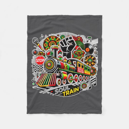 Soul Train Afroamerikanisch Melanin Afrika Schwarz Fleecedecke (Vorderseite)