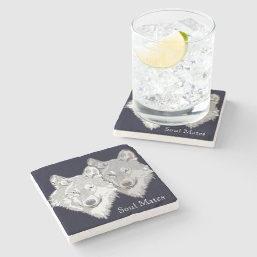 Soul verbindet Wolf-SteinUntersetzer Steinuntersetzer (Seitenansicht)