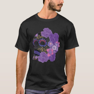 Soule Tag Muertos Tag des Toten Lila Blumenzuckers T-Shirt