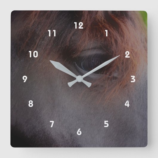 Soulful Eye Of A Horse Animal Quadratische Wanduhr (Vorderseite)