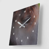 Soulful Eye Of A Horse Animal Quadratische Wanduhr (Winkel)
