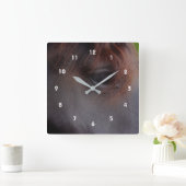 Soulful Eye Of A Horse Animal Quadratische Wanduhr (Zuhause)