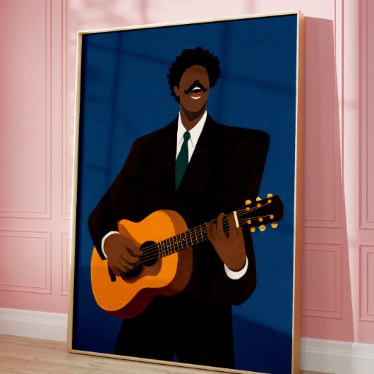 Soulful Guitar Player Wall Art Print | Modern Folk Poster