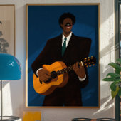 Soulful Guitar Player Wall Art Print | Modern Folk Poster
