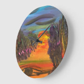 Soulful Horizon Hand Painted Design  Große Wanduhr (Winkel)