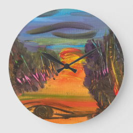 Soulful Horizon Hand Painted Design  Große Wanduhr