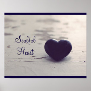 Soulful Purple Stone Heart on a Sandy Beach Poster