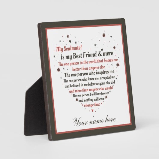Soulmate best Friend Liebe Art add Name Fotoplatte (Vorderseite)