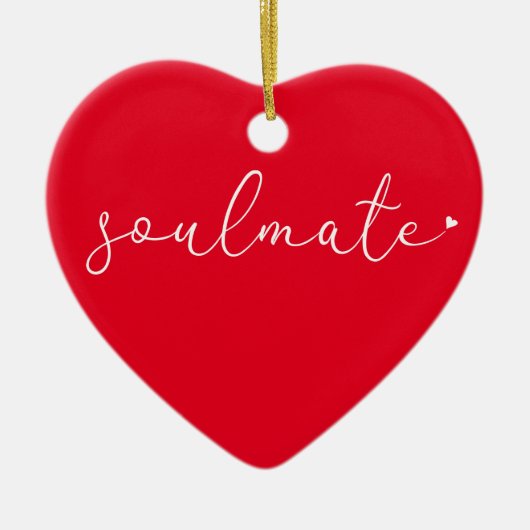 Soulmate Definition Chic Script-Liebe Heart Red Keramik Ornament (Vorne)