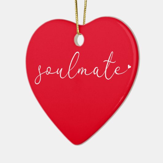 Soulmate Definition Chic Script-Liebe Heart Red Keramik Ornament (Links)