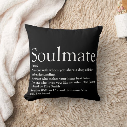 Soulmate Definition Schwarz und Weiß Spaß Kissen (Decke)