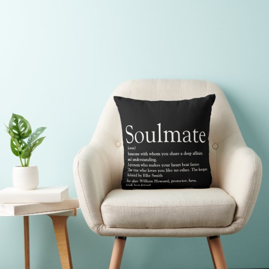 Soulmate Definition Schwarz und Weiß Spaß Kissen (Stuhl )