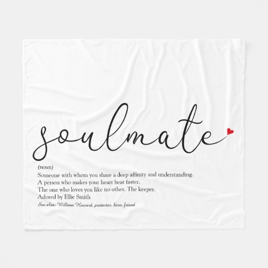 Soulmate Definition Script Liebe Herz Fleecedecke (Vorderseite (Horizontal))