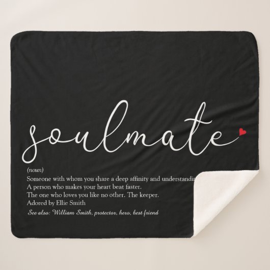 Soulmate Elegante Script-Liebe - Herz Definition Sherpadecke (Vorderseite (Horizontal))