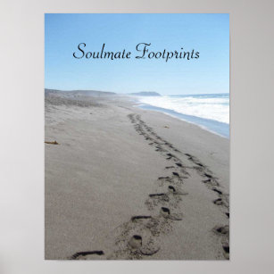 Soulmate Footprints Together in Sand Poster