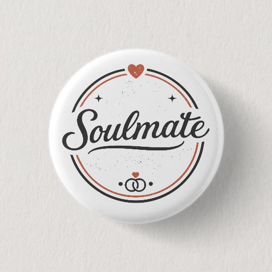Soulmate Retro-Liebe Minimal (Hell) Paarmatching Button (Vorderseite)
