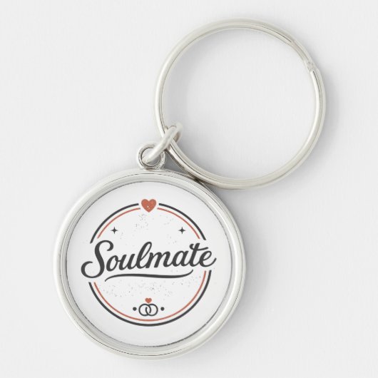 Soulmate Retro Love Minimal(Light) Couple Matching Schlüsselanhänger (Vorne)