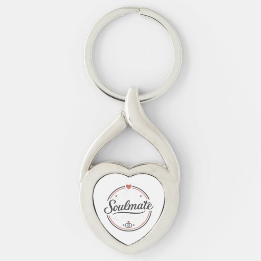 Soulmate Retro Love Minimal(Light) Couple Matching Schlüsselanhänger (Vorderseite)