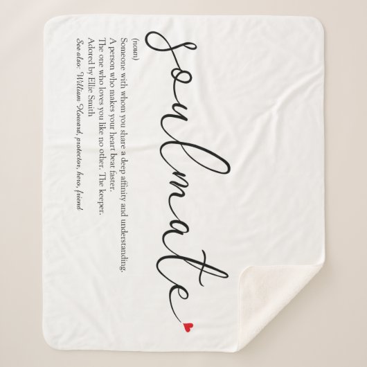 Soulmate Script Liebe Heart Definition Sherpadecke (Vorderseite)