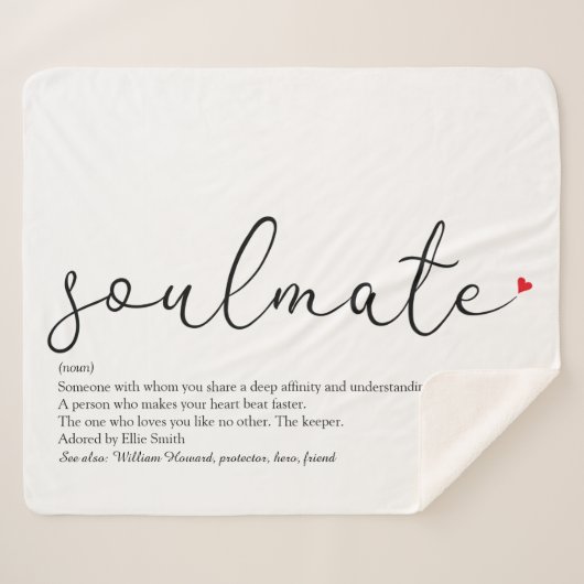 Soulmate Script Liebe Heart Definition Sherpadecke (Vorderseite (Horizontal))