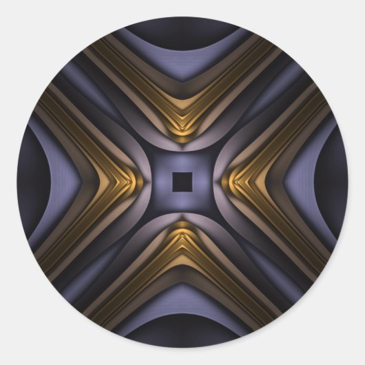 Souls Essenz Blau und Gold Abstrakt Runder Aufkleber (Vorderseite)