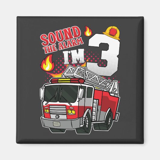 Sound Der Alarm Ich bin 3 Firefighter Square Magnet (Vorne)