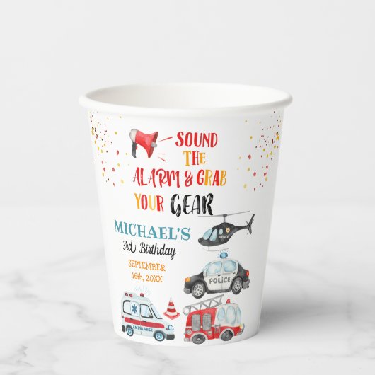 Sound der Alarmanlage & Greifen Sie Ihre Ausrüstun Pappbecher (Vorderseite)