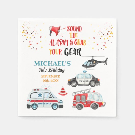 Sound der Alarmanlage & Greifen Sie Ihre Ausrüstun Serviette (Vorderseite)