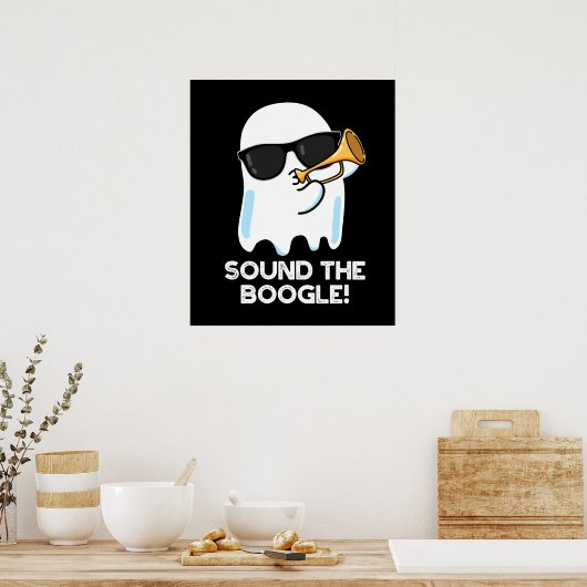 Sound der Boogle Funny Ghost Bugle Pun Dark BG Poster (Küche)