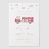 Sound der Feuerwache Firefighter Baby Dusche Pergament Einladungen (Vorderseite)